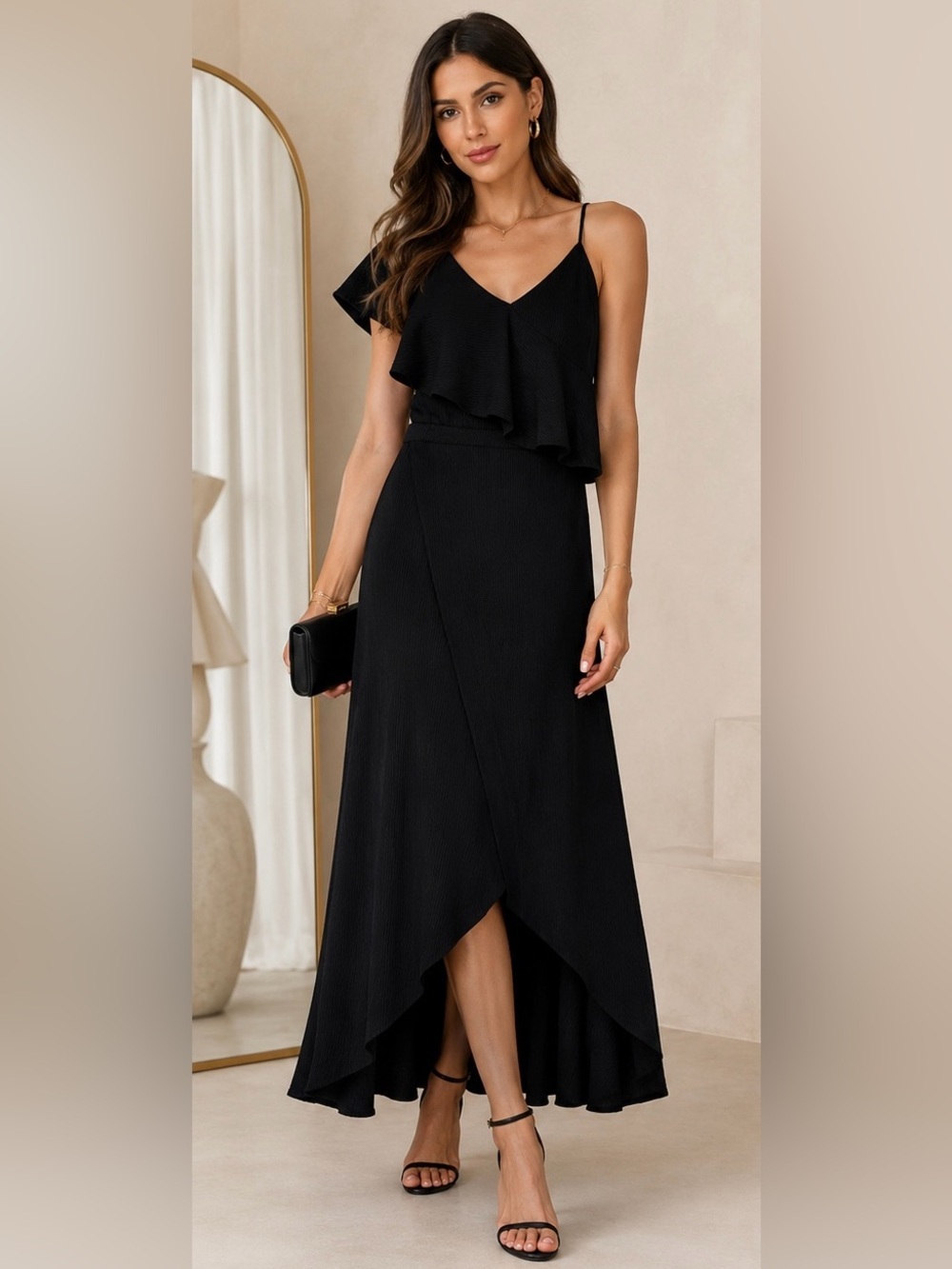 Club Monaco One-Shoulder Ribbed Midi Dress – Size 6 – Like New 🖤